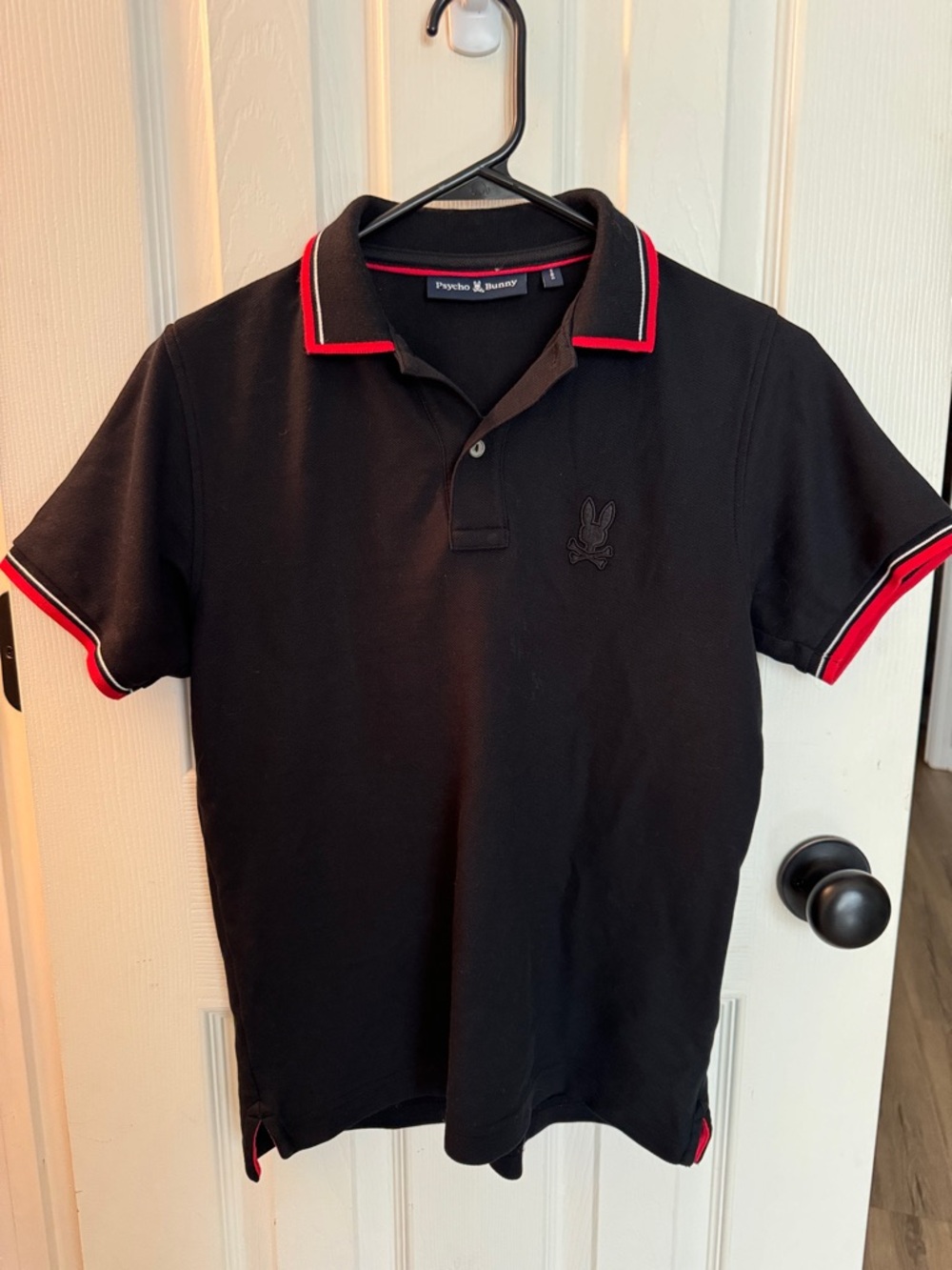 Boys- Large (14/16) Psycho Bunny Black Polo with Red Trim